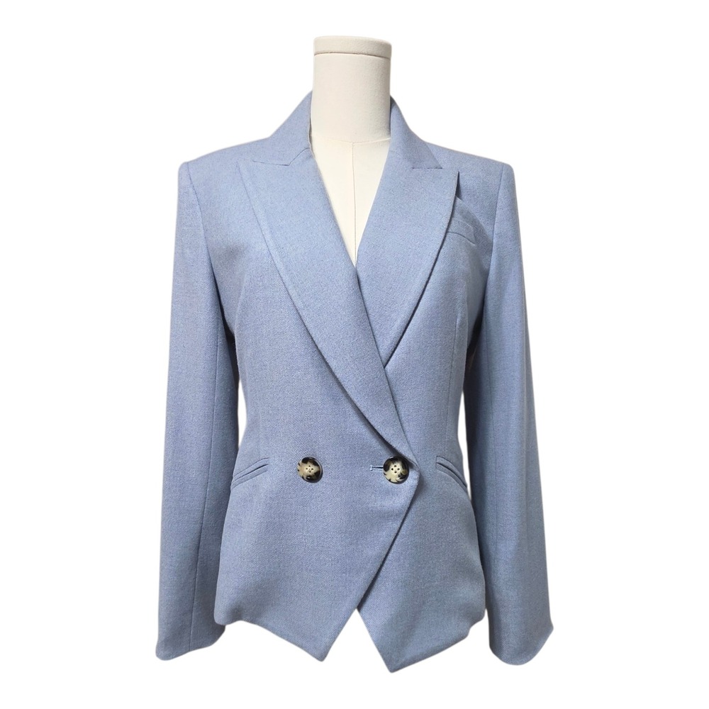 Veronica Beard Rickie Cropped Tailored Rickie Dickey Jacket Heather Smoke Blue 8 - Picture 2 of 16